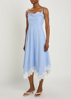 Simkhai Avaleigh Striped Lace-trim Cotton Midi Dress Blue