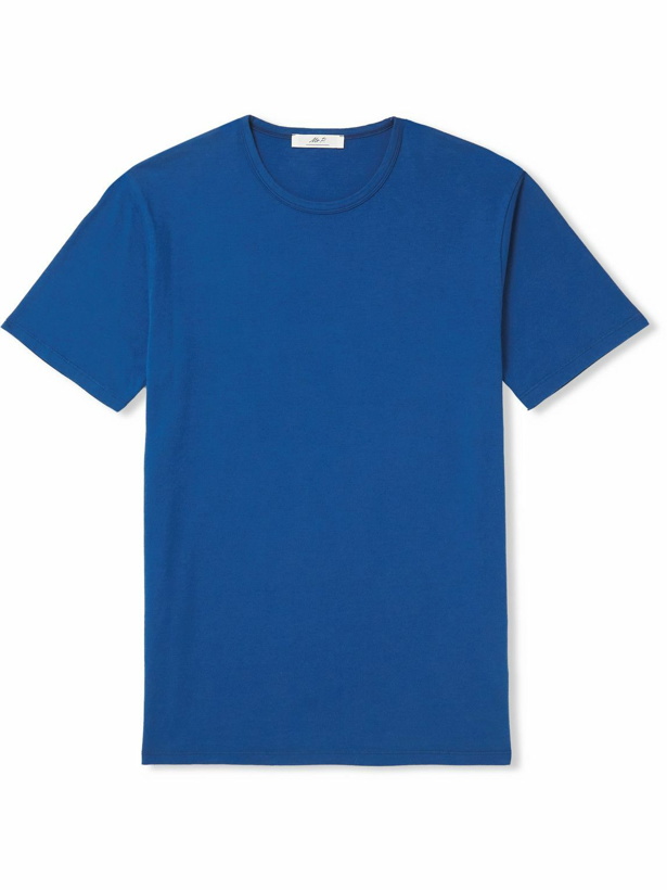 Photo: Mr P. - Garment-Dyed Cotton-Jersey T-Shirt - Blue