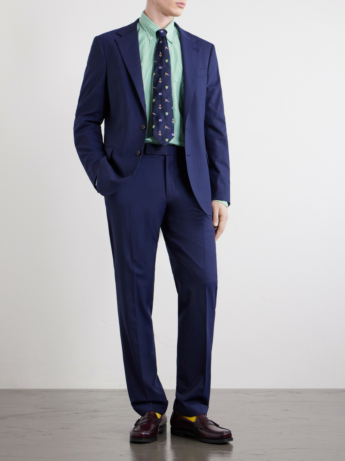 Polo Ralph Lauren - Straight-Leg Pinstriped Wool-Blend Suit Trousers - Blue