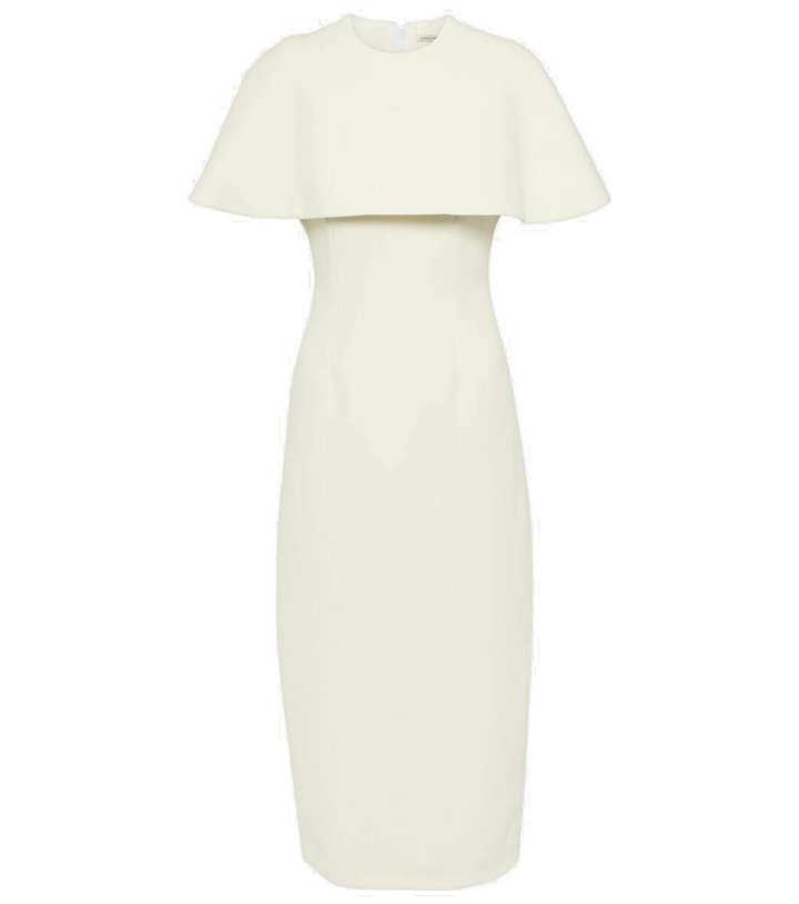 Photo: Emilia Wickstead Bridal Blaine caped midi dress