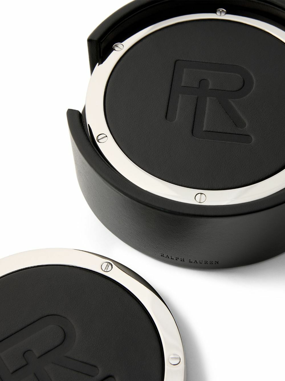Ralph Lauren Home Black Leather Coaster Set