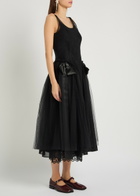 Simone Rocha Bow-appliquéd Tulle Midi Dress Black