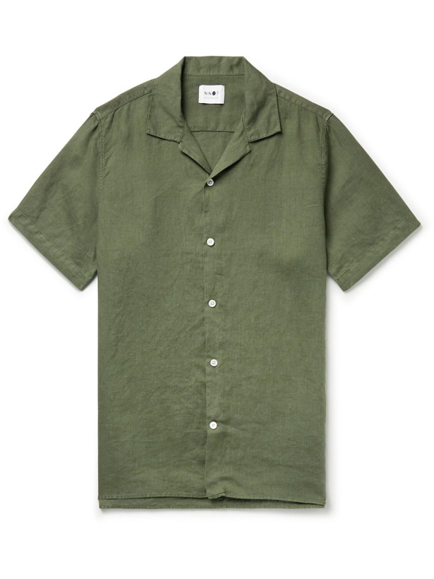Photo: NN07 - Miyagi Camp-Collar Linen Shirt - Green
