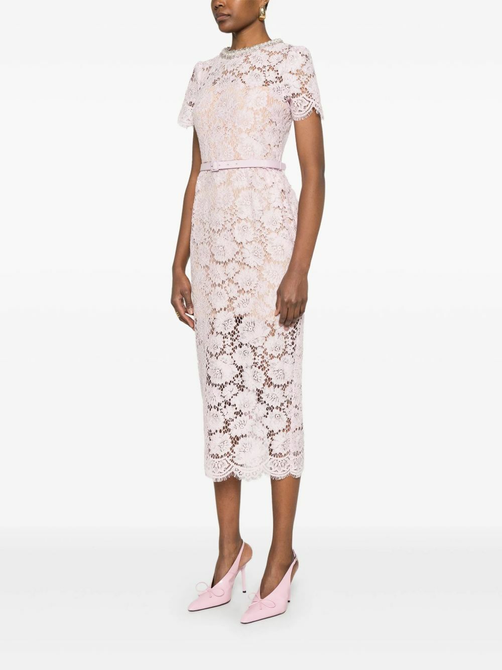 Self-Portrait Lace Pearl-Embellished Midi Dress Self-Portrait