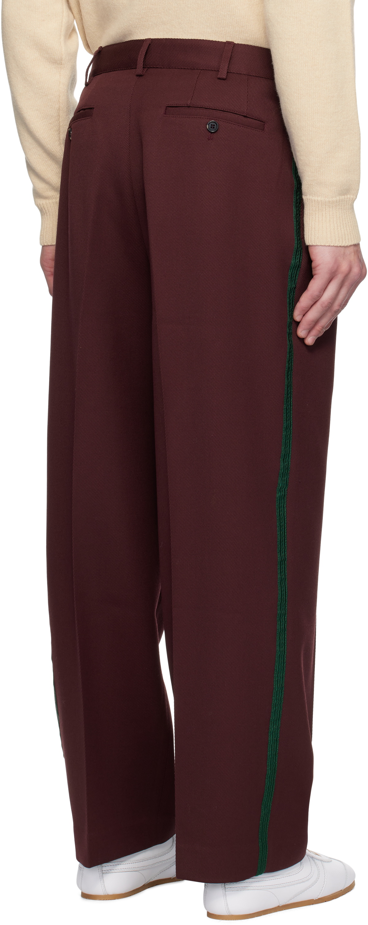 Bode Burgundy Riding Twill Braided Trousers