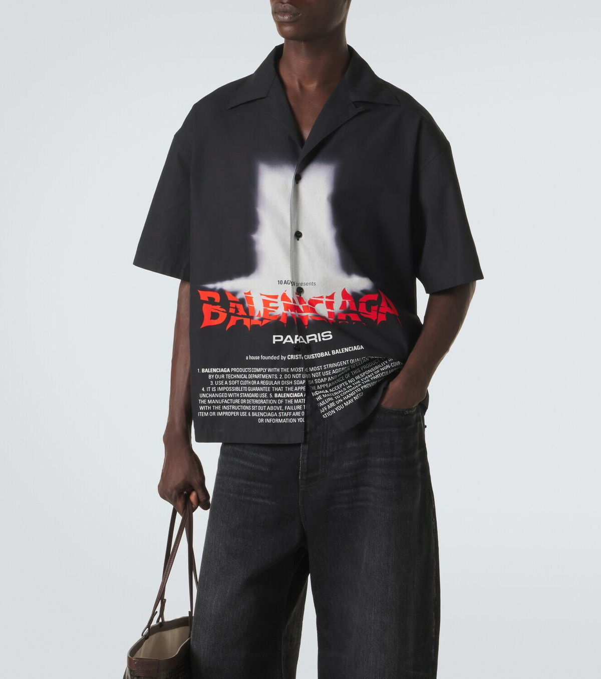 Balenciaga Printed cotton bowling shirt