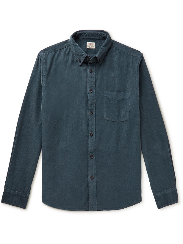 Photo: Faherty - Button-Down Collar Cotton-Corduroy Shirt - Blue
