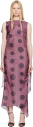 Conner Ives Pink & Black Silk Polka Dot Bias Maxi Dress