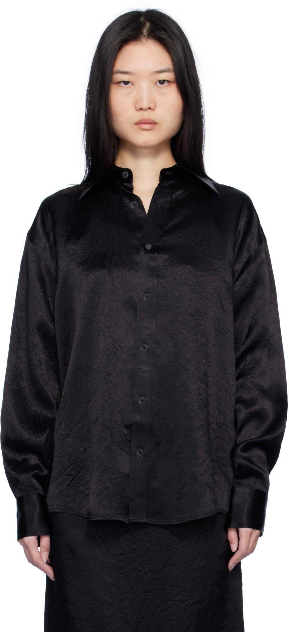 Filippa K Black Crinkle Shirt