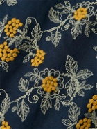 De Bonne Facture - Embroidered Cotton-Voile Shirt - Blue