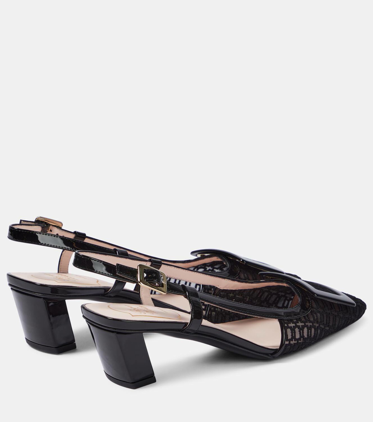 Roger Vivier Belle Vivier mesh and leather slingback pumps