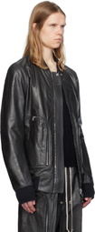 Rick Owens Black Hollywood Bauhaus Leather Flight Jacket