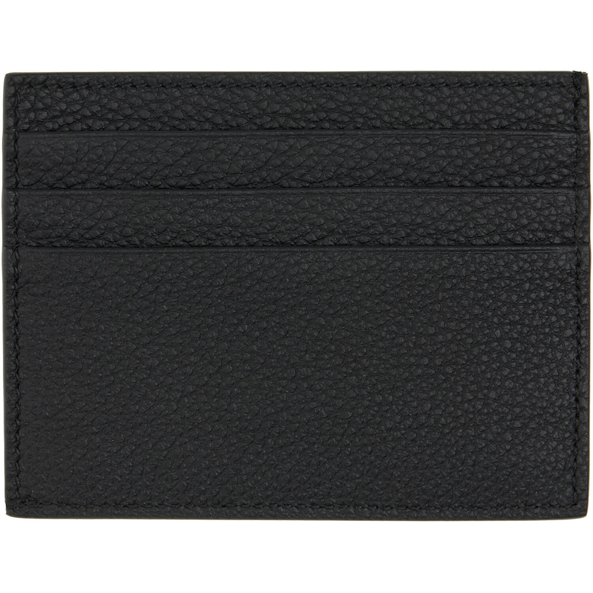 Thom Browne Black Soft Pebble Grain Note Compartment Card Holder