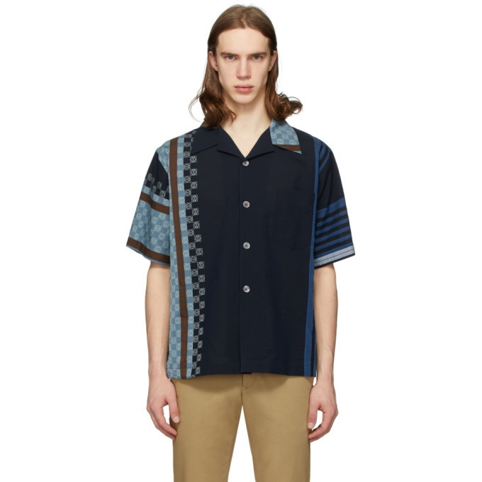 Photo: Loewe Navy Striped Anagram Bowling Shirt