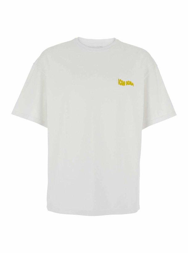 Photo: Icon Denim White Crewneck T-shirt With Logo Lettering On The Front In Cotton Man