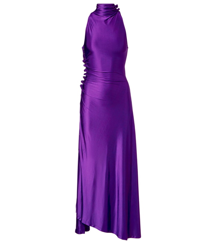 Rabanne Panelled Lace and Satin Maxi Dress Black Paco Rabanne