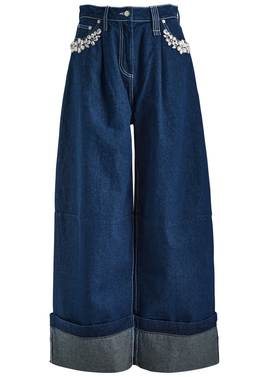 【SIMONE ROCHA】ネイビー Turbo Embellished Puddle ジーンズ Navy Turbo Embellished Puddle Jeans by Simone Rocha on Sale