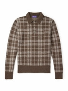 Ralph Lauren Purple label - Checked Brushed Cashmere Polo Shirt - Brown
