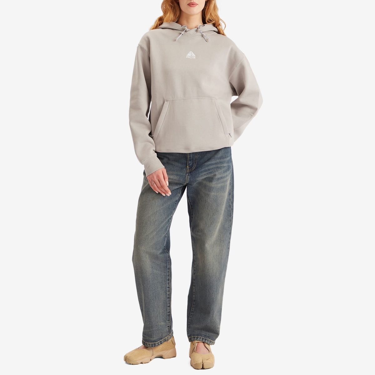 Nike ACG Therma-FIT Fleece Pullover Hoodie in Grey/Blue/White