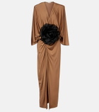 Jacques Wei Floral-appliqué jersey maxi dress