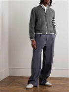 Thom Browne - Striped Wool and Cashmere-Blend Zip-Up Bomber Jacket - Gray
