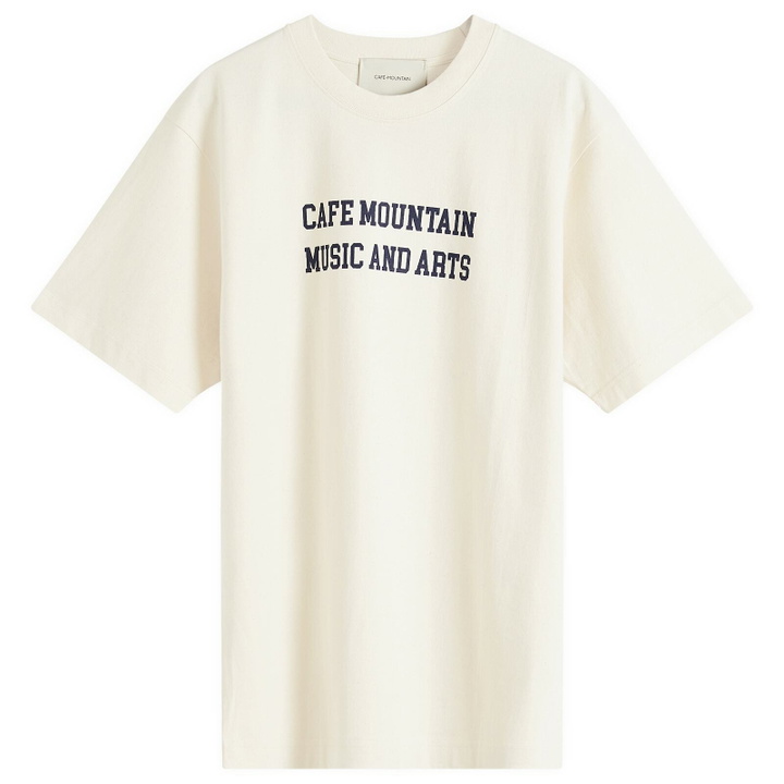 Photo: Café Mountain Men's Music And Arts T-Shirt in Vintage Ivory And Green