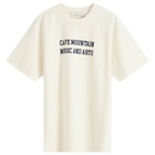 Café Mountain Men's Music And Arts T-Shirt in Vintage Ivory And Green