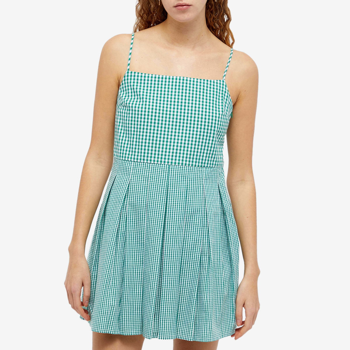 Shrimps Women's Gingham Mini Dress in Green/White Shrimps