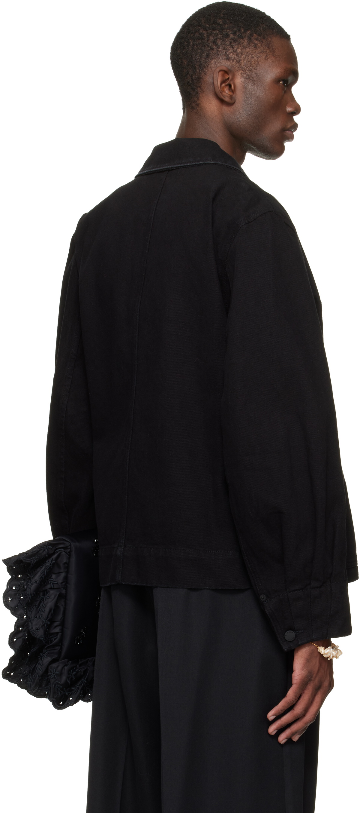 Simone Rocha Black Workwear Bow Denim Jacket