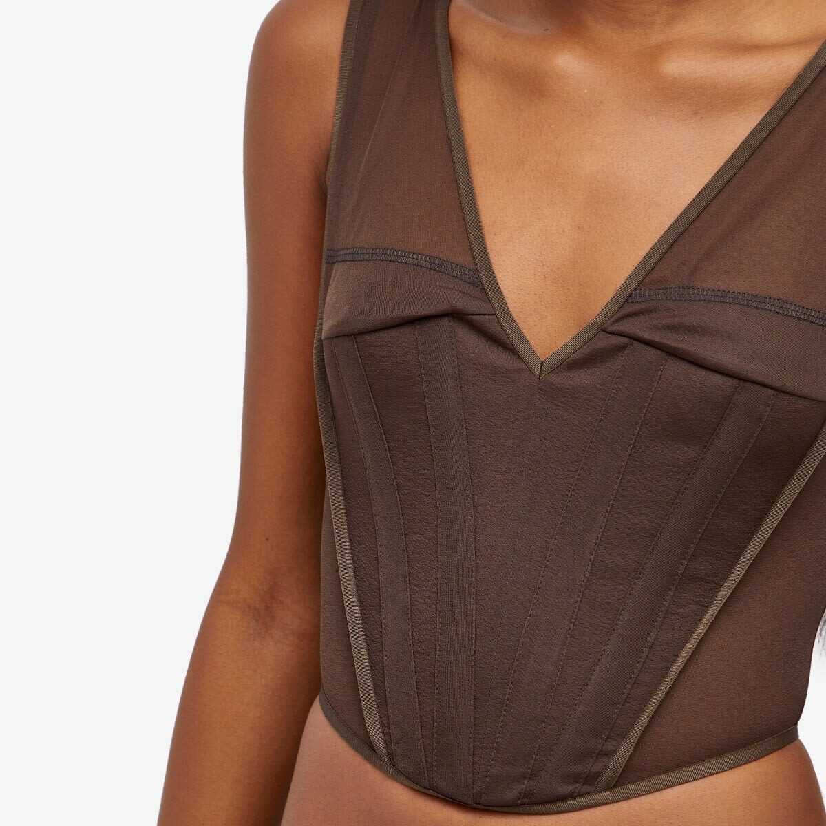 KNWLS Women's Grace Corset Top in Brown