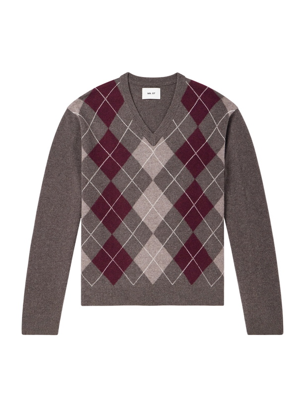 Photo: NN07 - Otto 60070 Argyle Wool Sweater - Gray