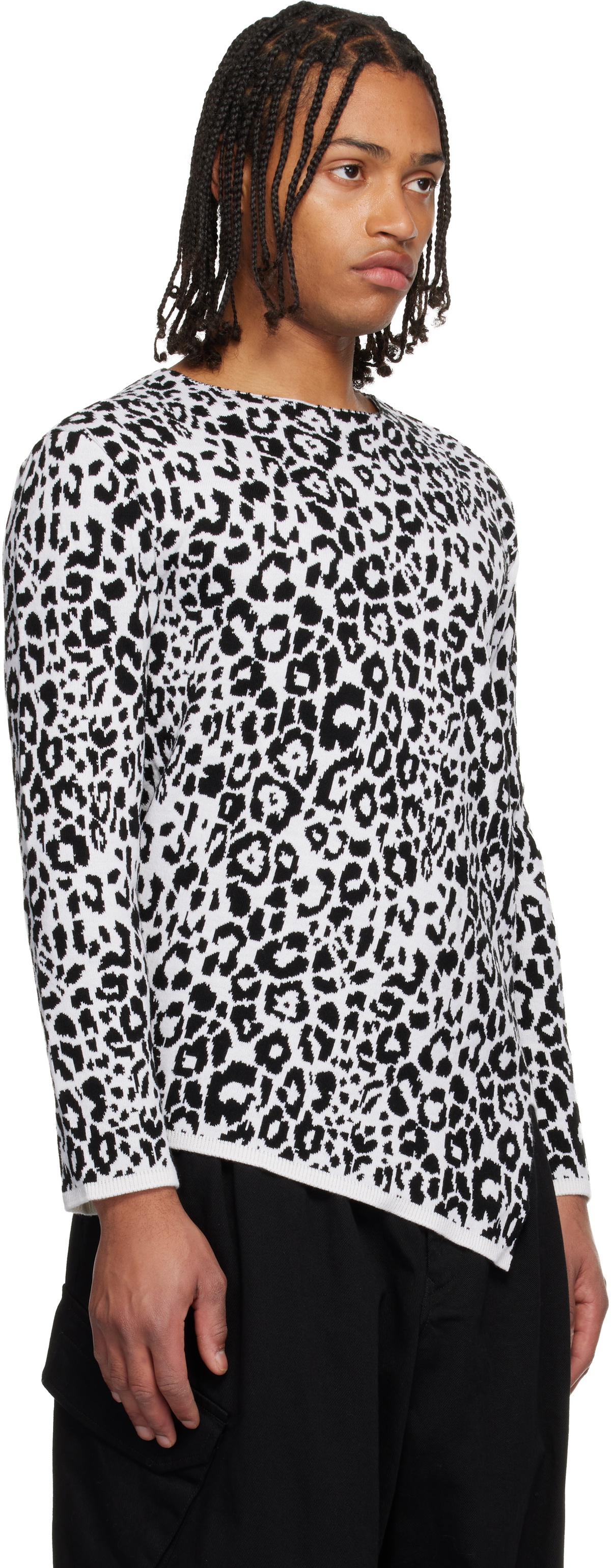 Black Comme des Garçons White & Black Leopard Sweater
