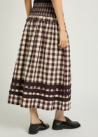 Damson Madder Ava Checked Ruffled Cotton Midi Skirt Black