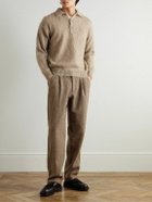 Oliver Spencer - Morton Straight-Leg Pleated Houndstooth Wool Trousers - Neutrals