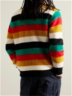 Drake's - Striped Brushed-Wool Sweater - Black