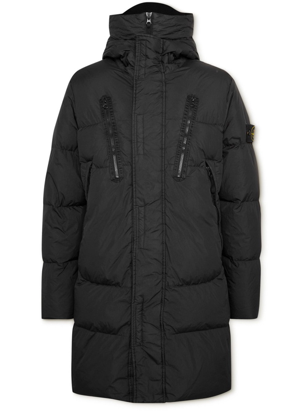Photo: Stone Island - Garment-Dyed Quilted Nylon Down Hooded Parka - Black