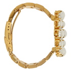 Miu Miu Gold and Blue Pearl Watch Bracelet