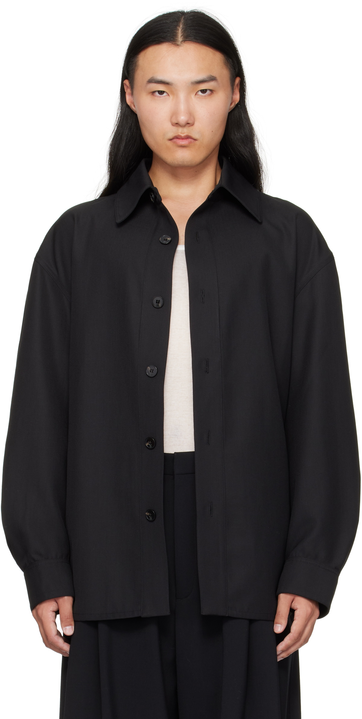LGN Louis Gabriel Nouchi Black Wool Overshirt