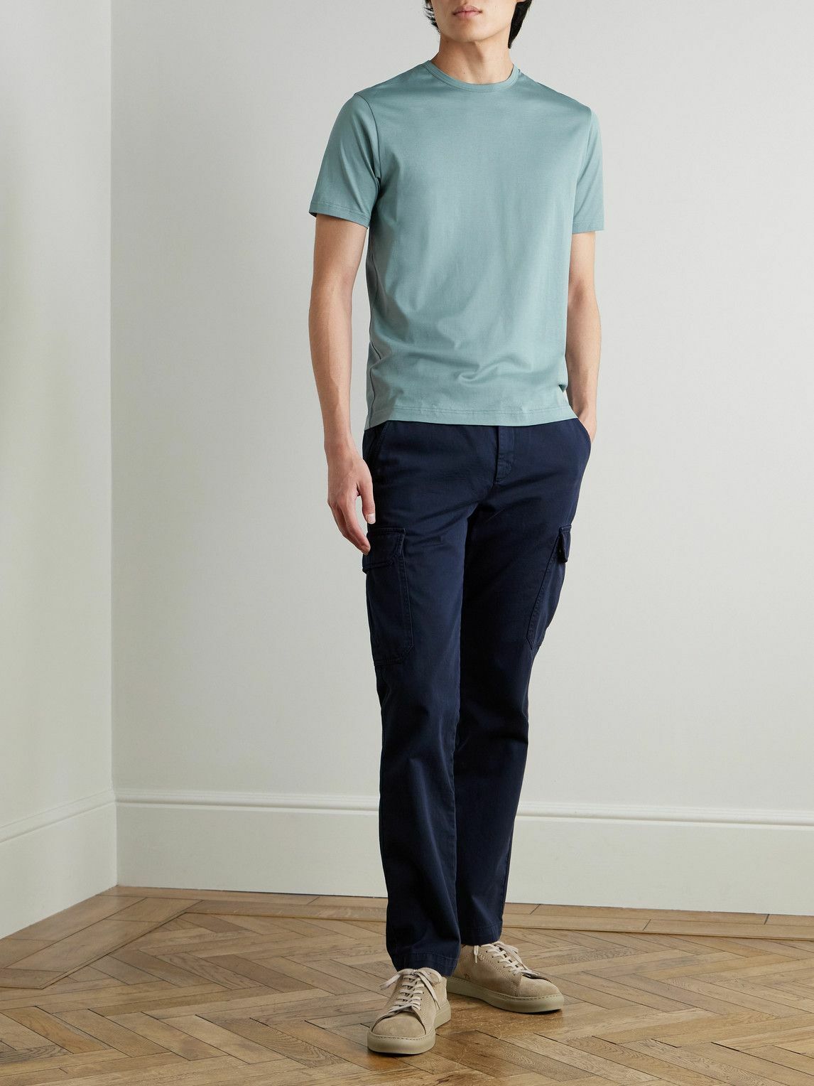 Sunspel - Slim-Fit Supima Cotton-Jersey T-Shirt - Blue