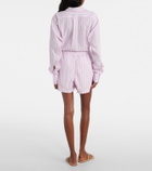 Hunza G Embroidered striped cotton poplin shorts