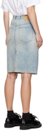 We11done Blue Washed Denim Midi Skirt