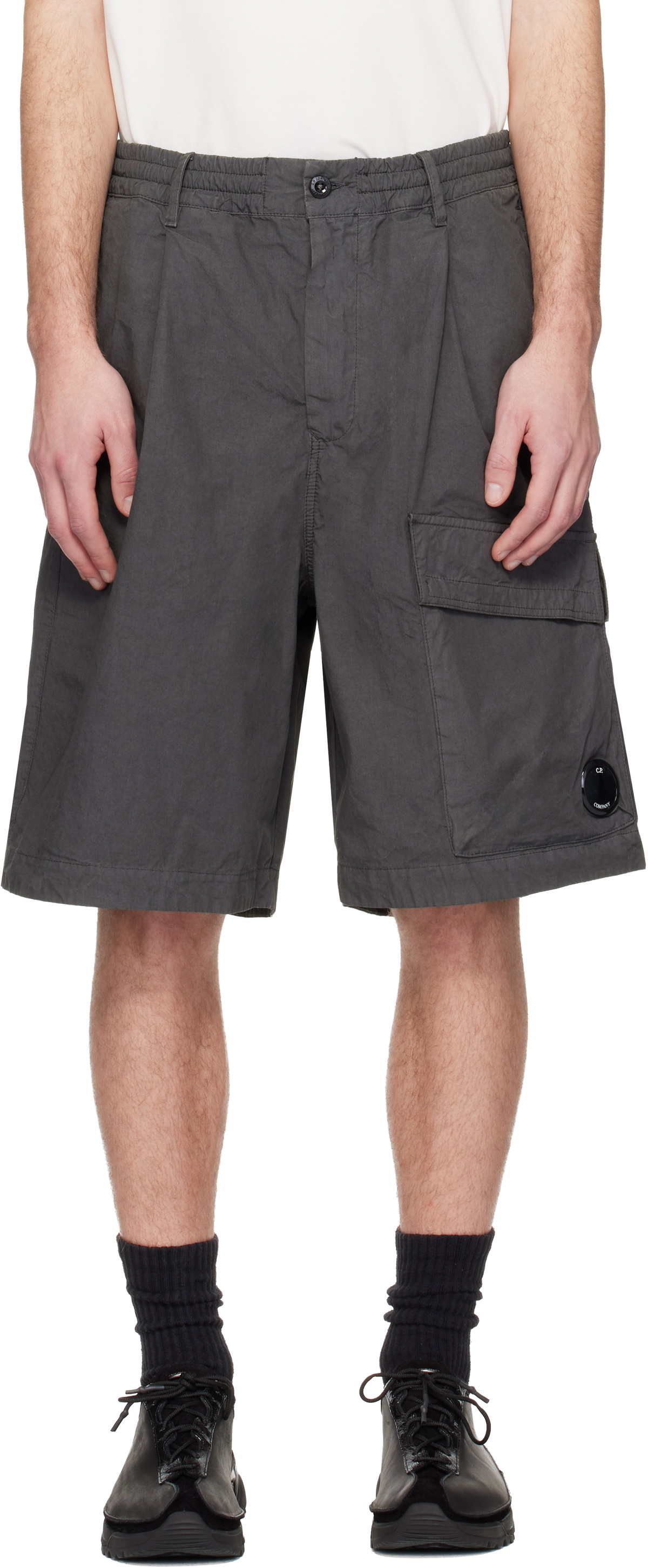 C.P. Company Gray Micro-Reps Boxy Lens Shorts