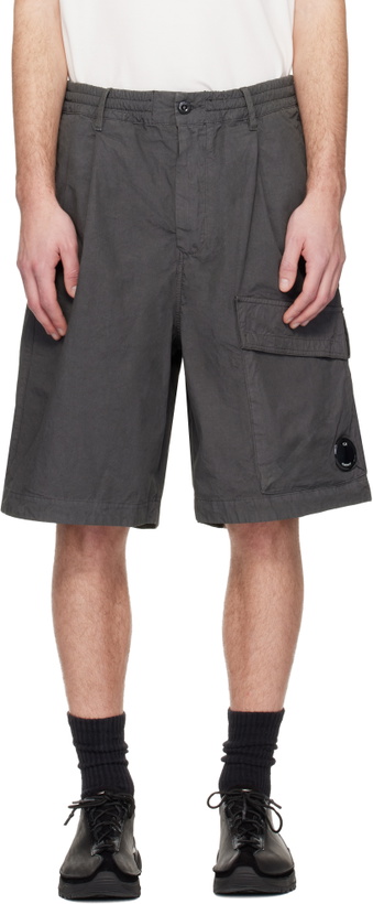 Photo: C.P. Company Gray Micro-Reps Boxy Lens Shorts
