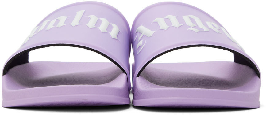 Palm Angels Purple Logo Pool Slides Palm Angels
