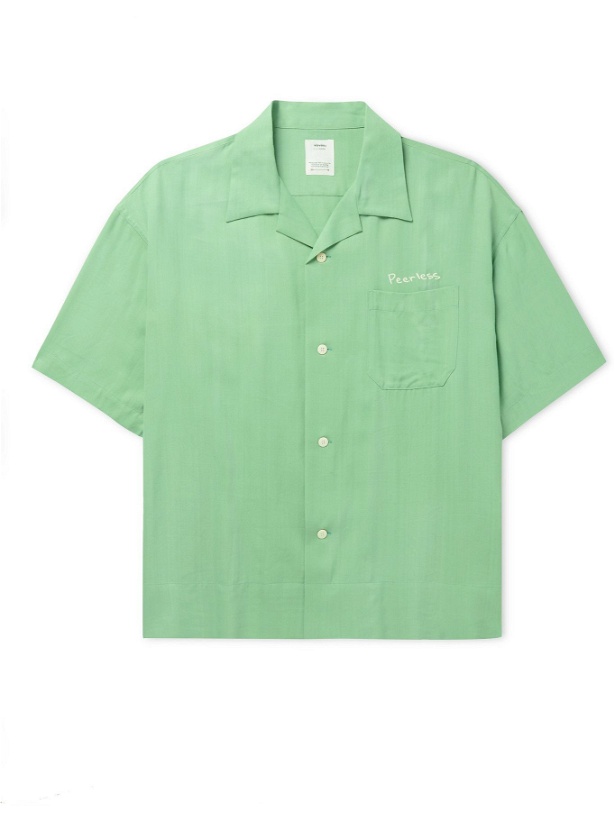 Photo: VISVIM - Camp-Collar Hand-Painted Brushed-Twill Shirt - Green