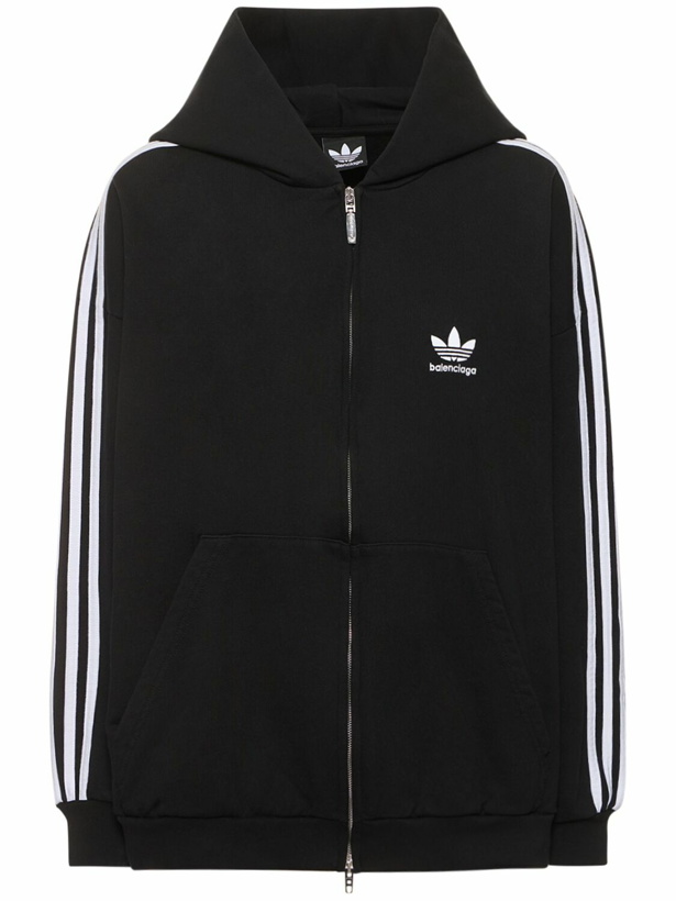 Photo: BALENCIAGA - Adidas Small Fit Zip-up Cotton Hoodie