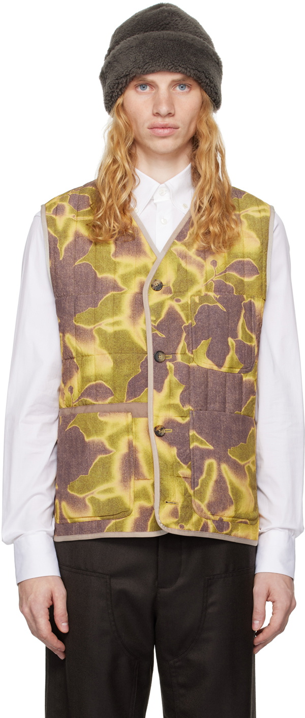 Paul Smith Multicolor Photogram Leaves Print Quilted Vest