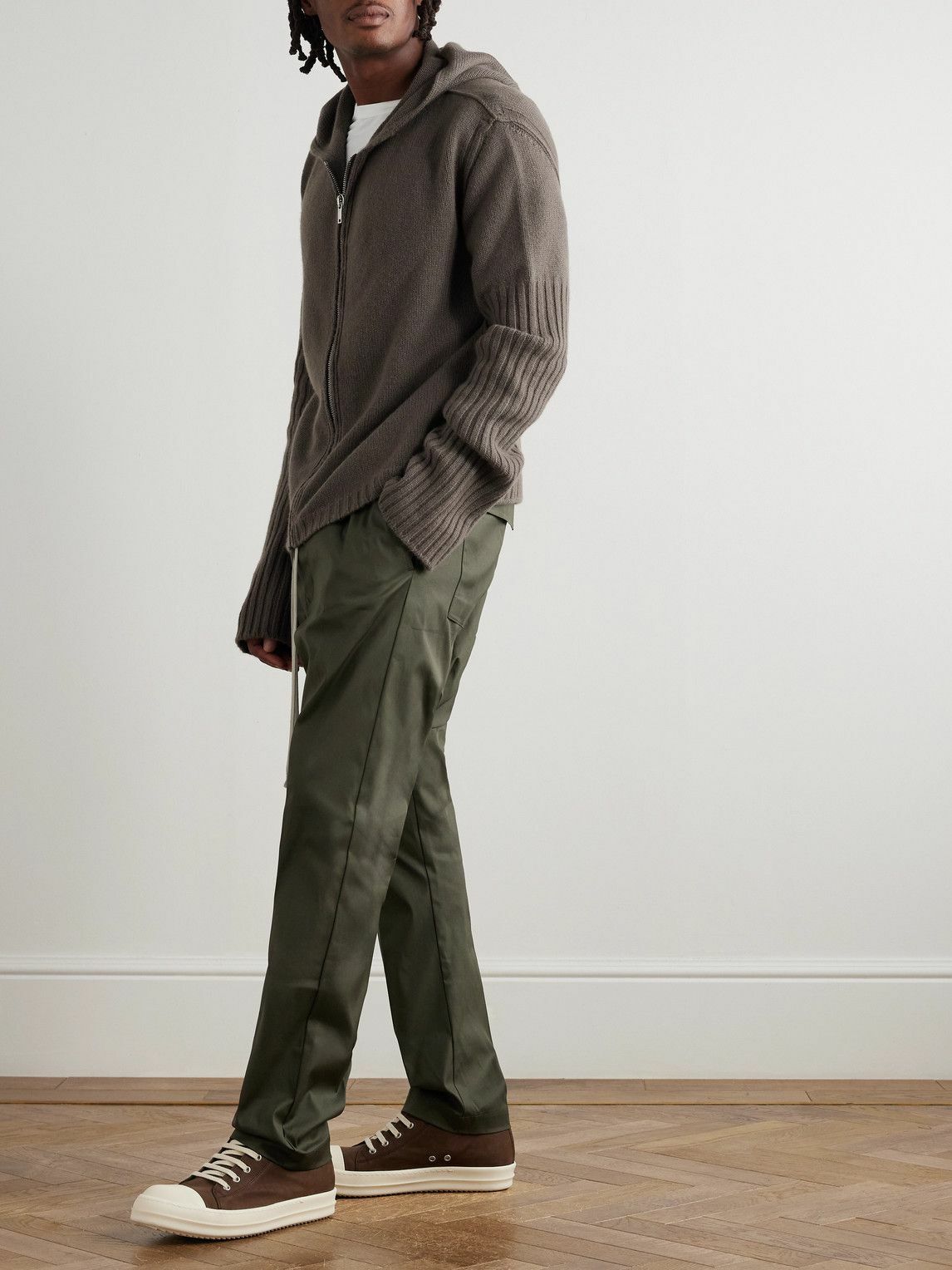 Rick Owens - Tapered Cotton-Blend Poplin Trousers - Green