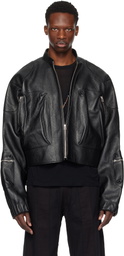 Tondolo Black Ecco Leather Bomber Jacket