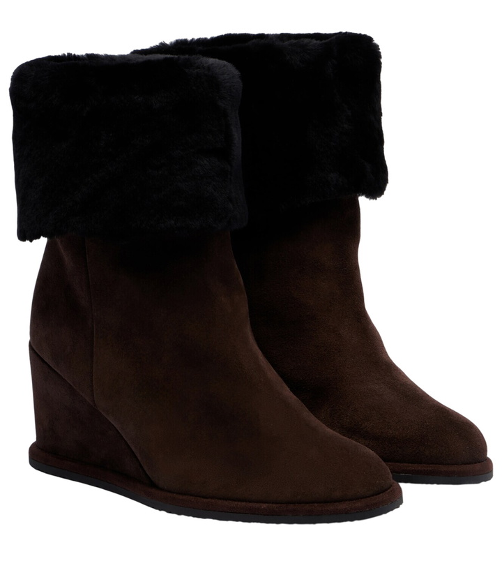 Photo: Yves Salomon Shearling-lined suede wedge ankle boots